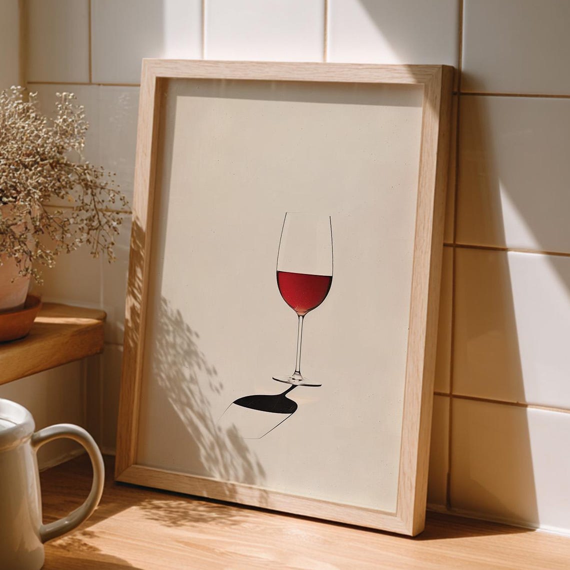 Red Wine Glass Minimalist Kitchen Modern Wine Lover Bar Cart Poster