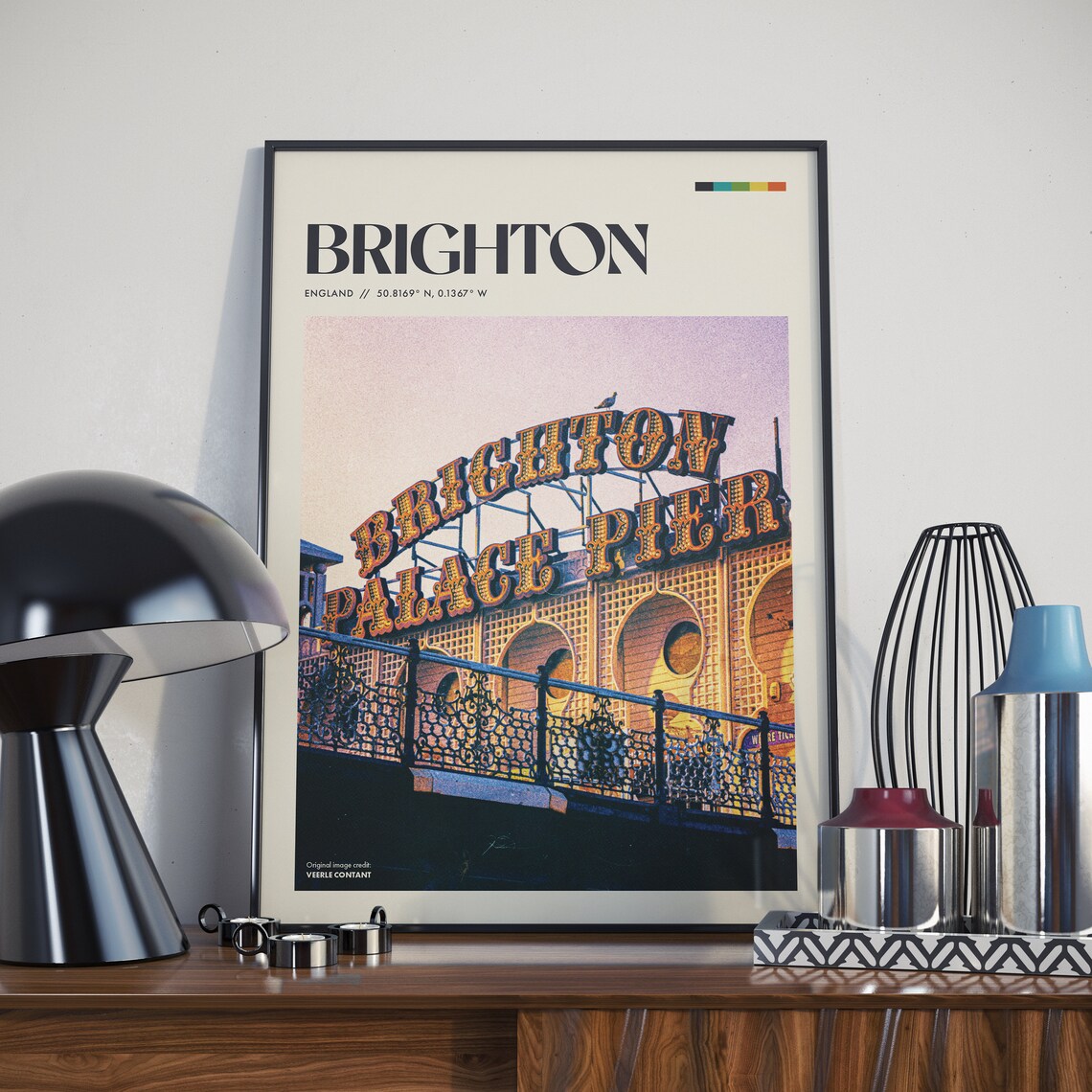 English Seaside Town Vintage Travel Poster