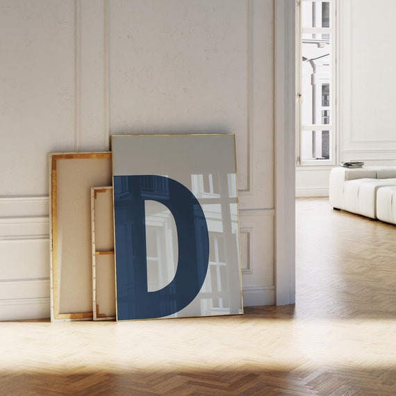 Navy Blue Initial D Print Bold Letter Poster Monogram Wall Art For Apartmentdormcollegekidsnursery