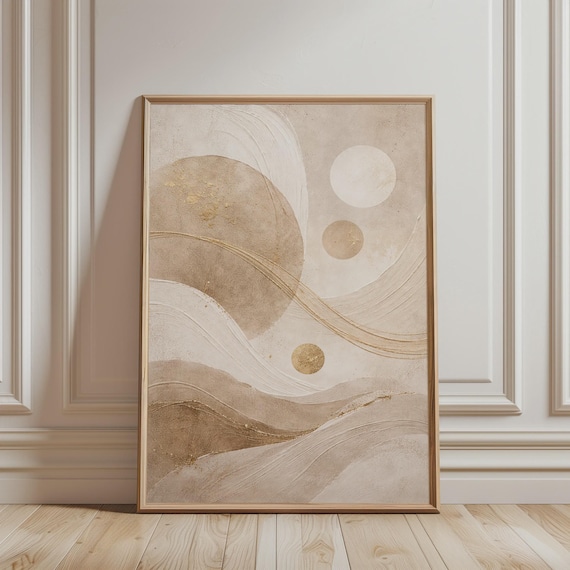 Abstract Wall Art Neutral Tones Painting Print Contemporary Minimalist Organic Beige 2d Matte Poster For Modern Home Decor