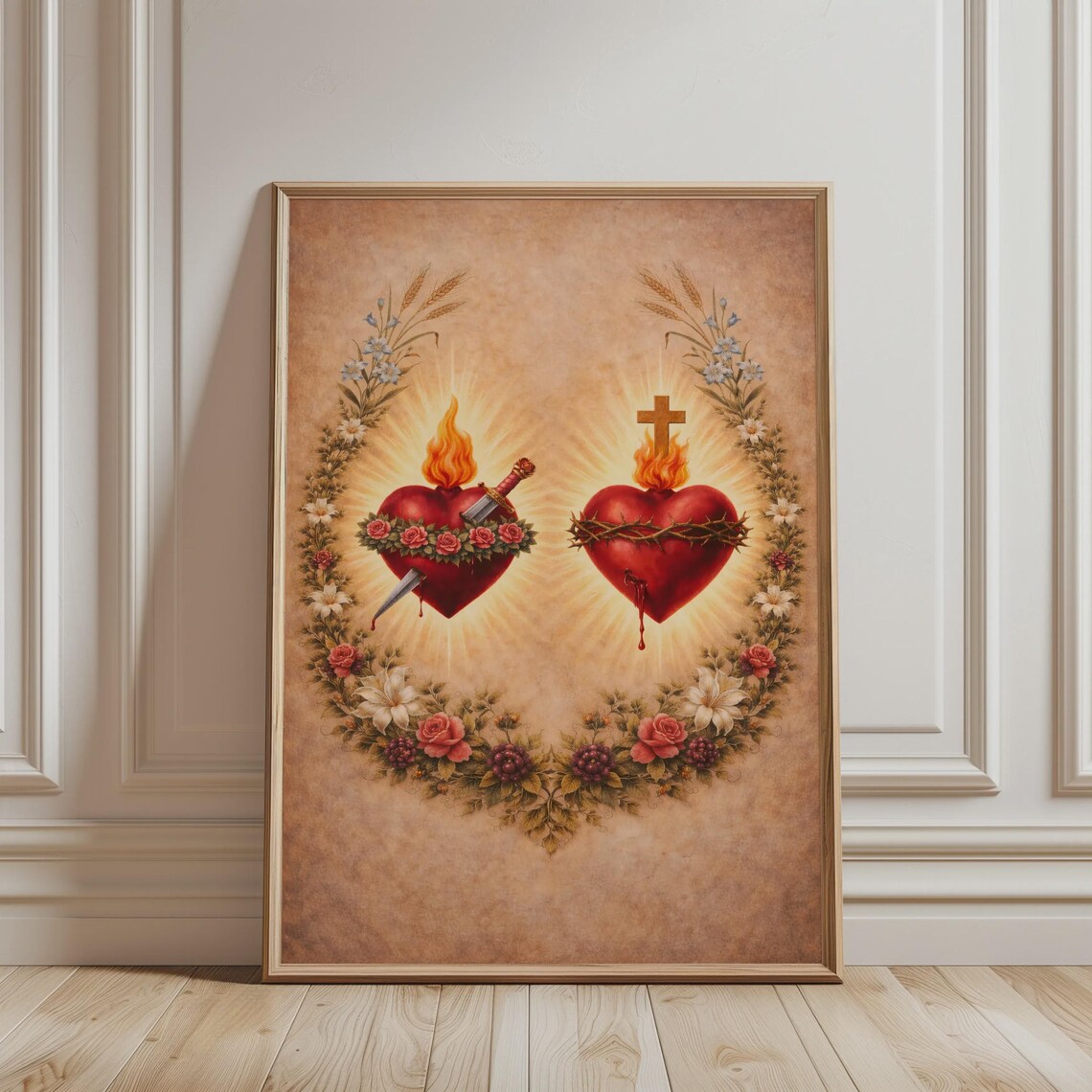 Sacred Heart Of Jesus And Immaculate Mary, Poster