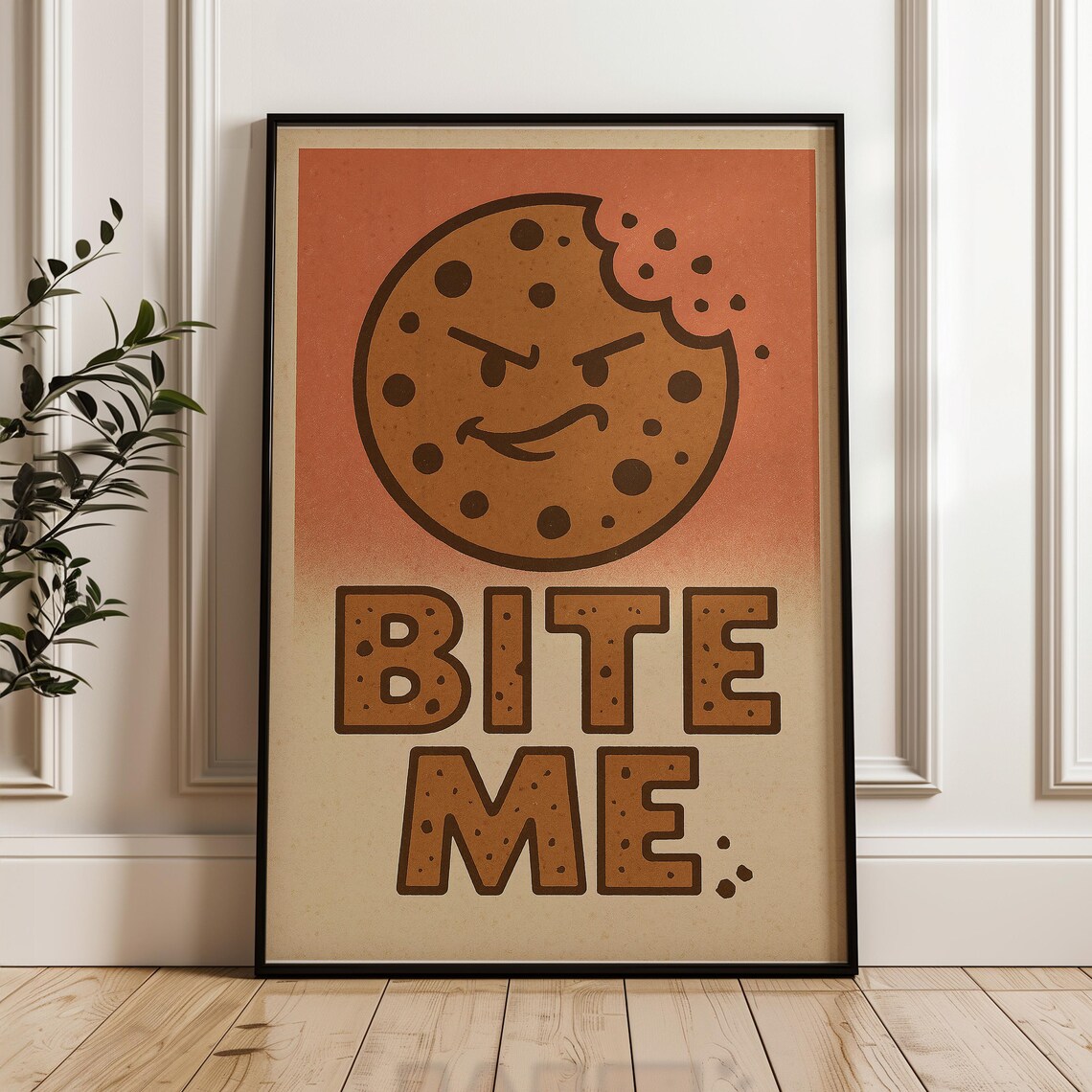 Funny Cookie Poster, Retro Food Pun Art Print