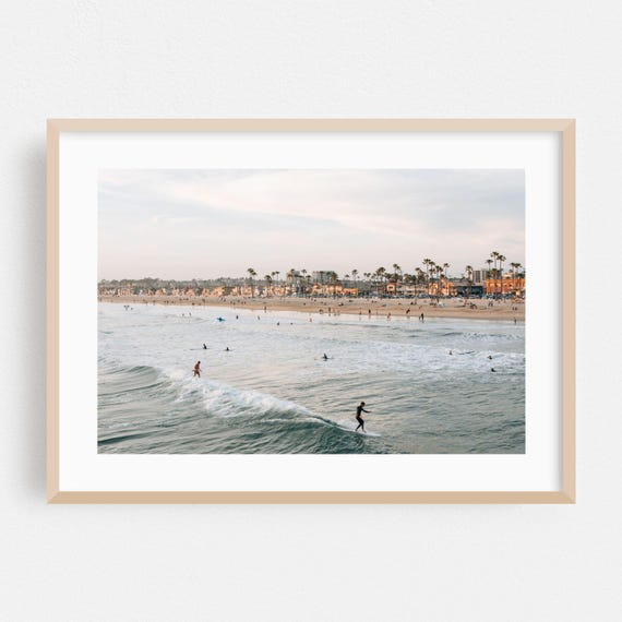 Newport Beach Coastal Surf Travel Poster