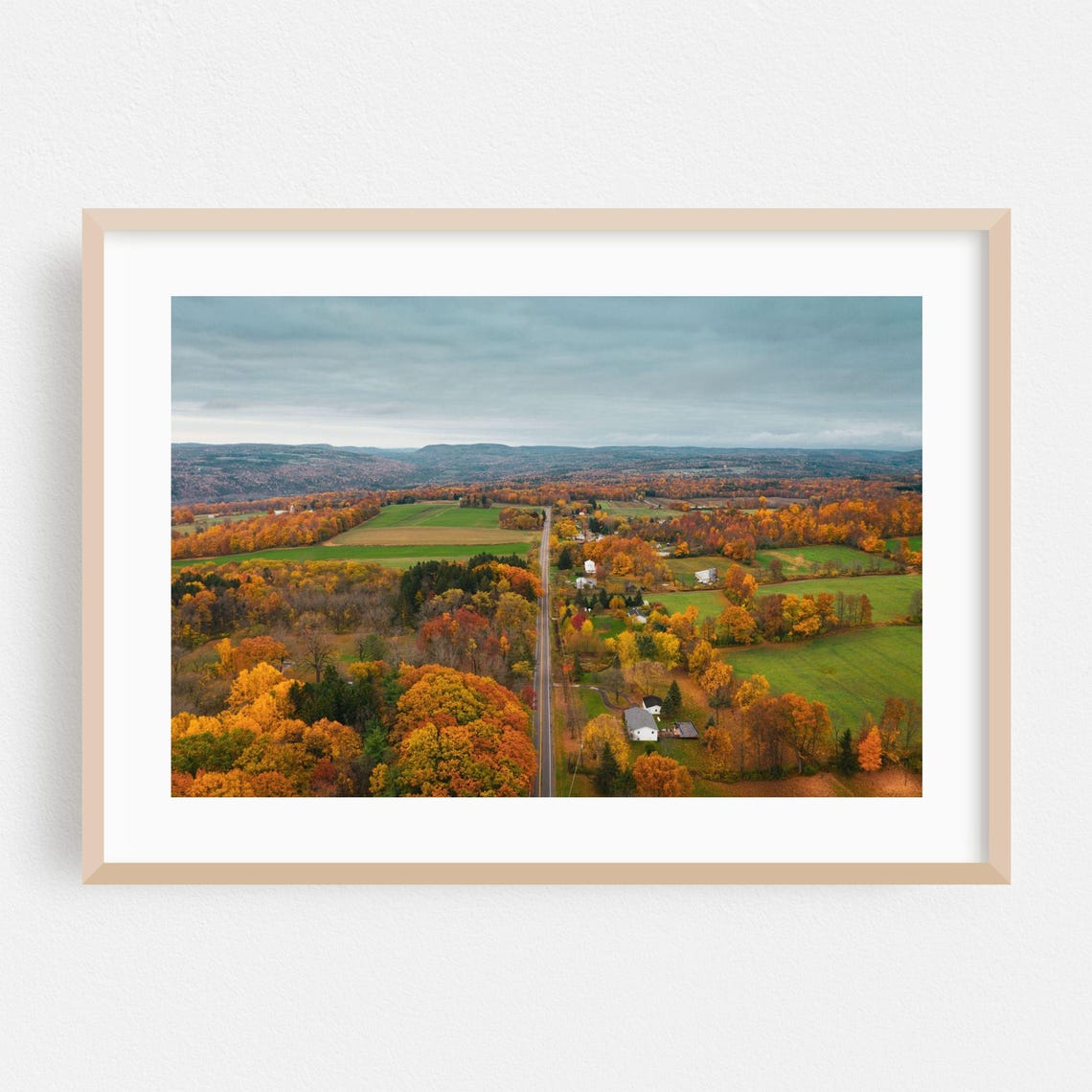 Autumn Aerial Road Through Fall Foliage Countryside Landscape Poster