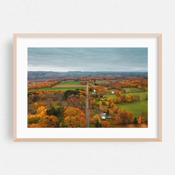 Autumn Aerial Road Through Fall Foliage Countryside Landscape Poster