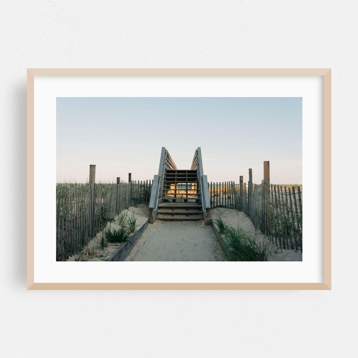 Fire Island Beach Stairs Over Sand Dunes at Dusk New York Poster