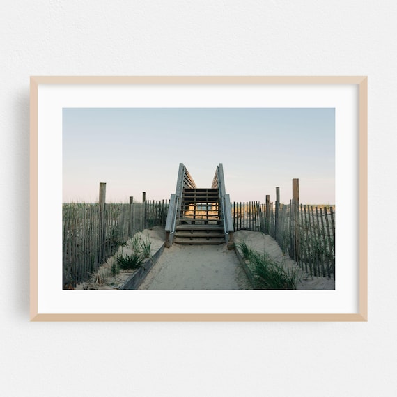 Fire Island Beach Stairs Over Sand Dunes at Dusk New York Poster