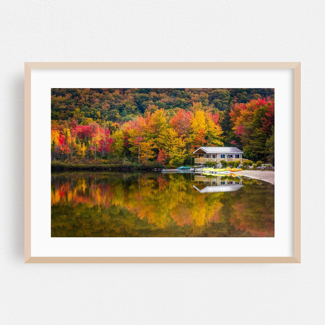 New Hampshire Autumn Lake Fall Foliage Reflection Scenic Photo Poster