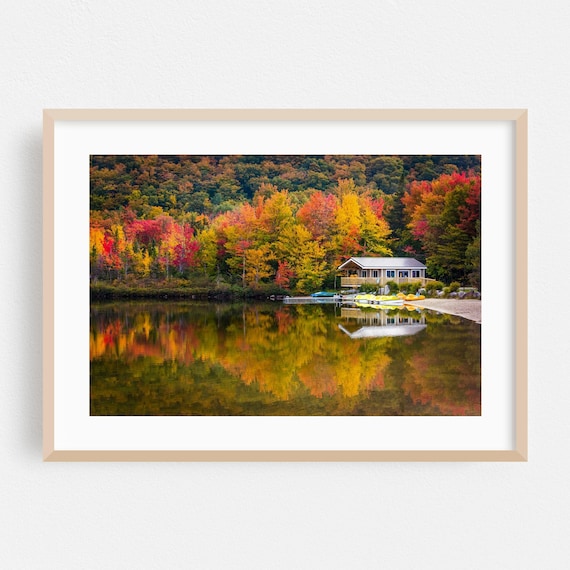 New Hampshire Autumn Lake Fall Foliage Reflection Scenic Photo Poster