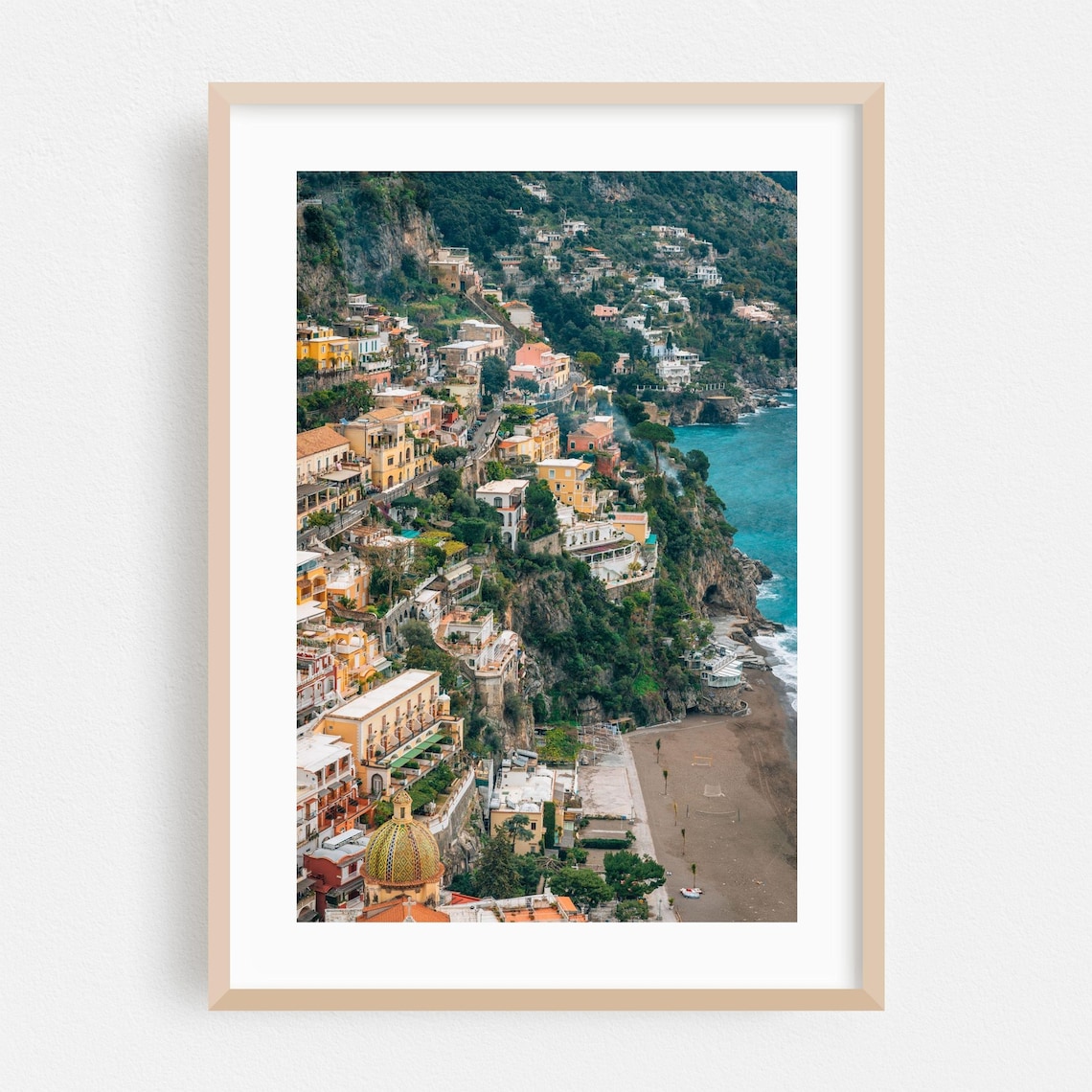 Italian Cliffside Coastal Town Aerial View Mediterranean Art Poster
