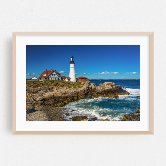 Portland Head Light Maine Poster Lighthouse Rocky Coast Ocean Scene