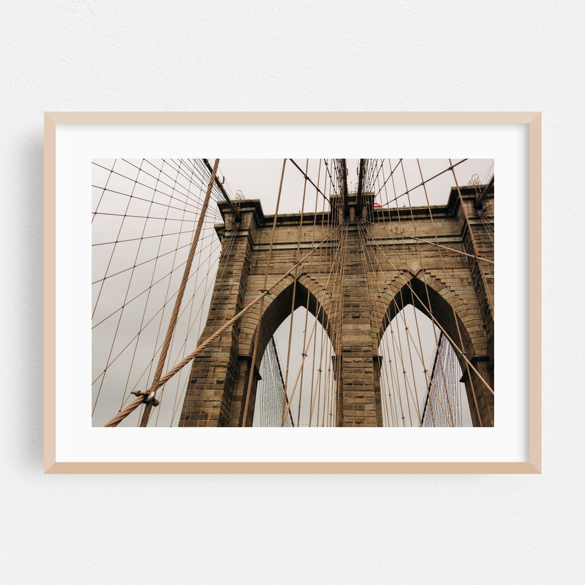 Brooklyn Bridge Stone Tower And Cables Upward View City Poster