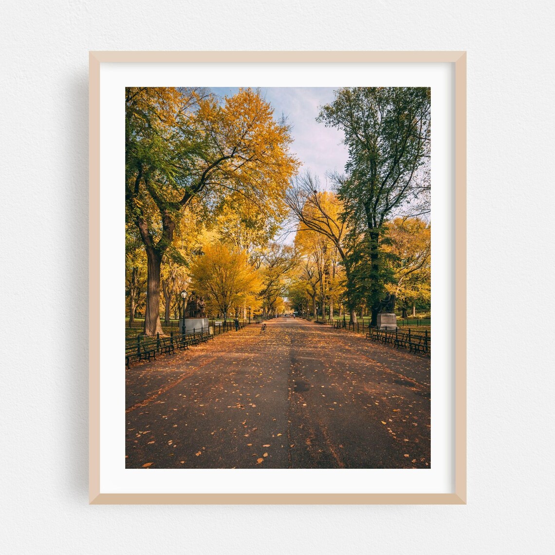 Autumn Park Pathway With Golden Trees New York City Photo Poster