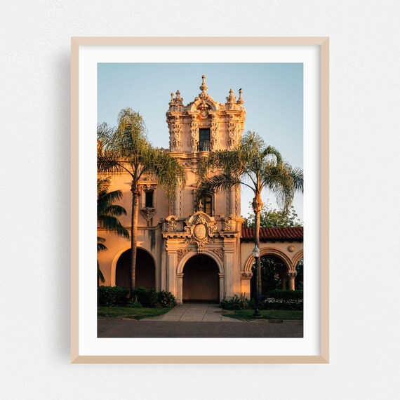 San Diego Balboa Park Spanish Colonial Sunset Architecture Poster