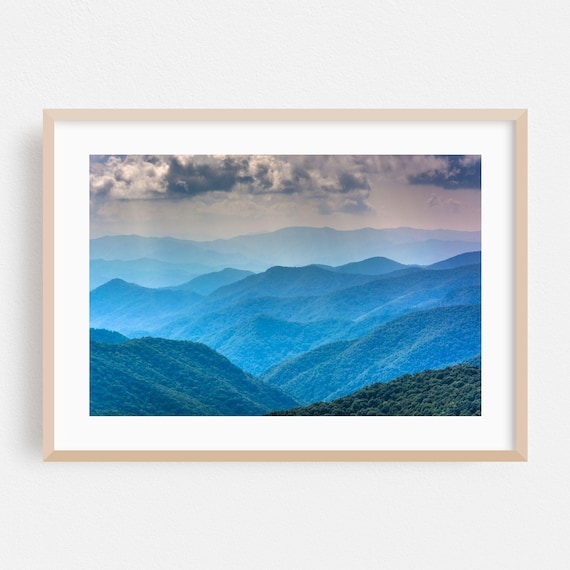 North Carolina Blue Ridge Layered Mountain Valleys Nature Photography Poster