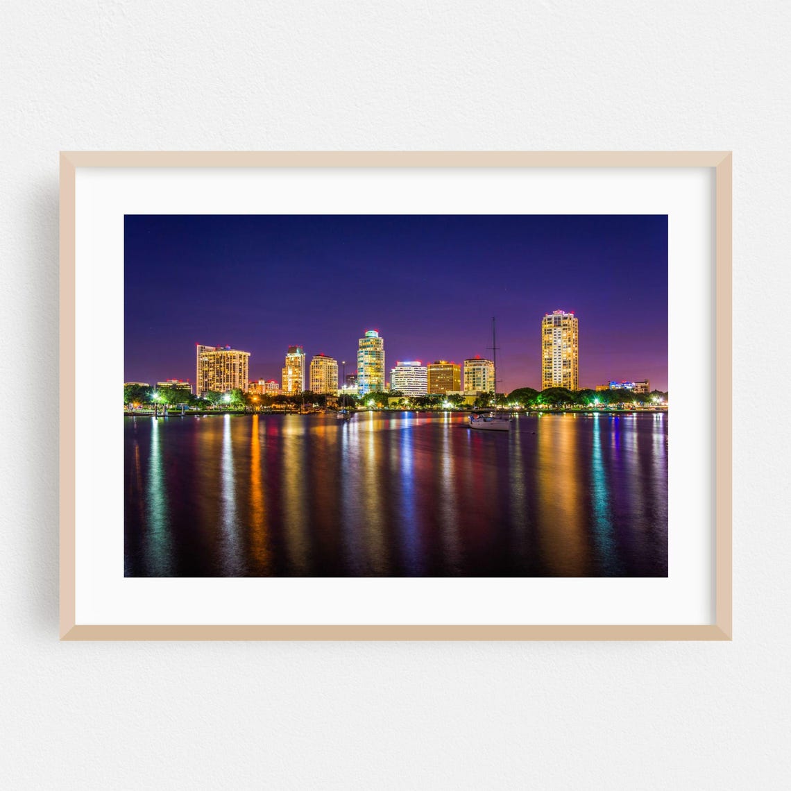 St Petersburg Florida Night Skyline Waterfront Reflections Poster