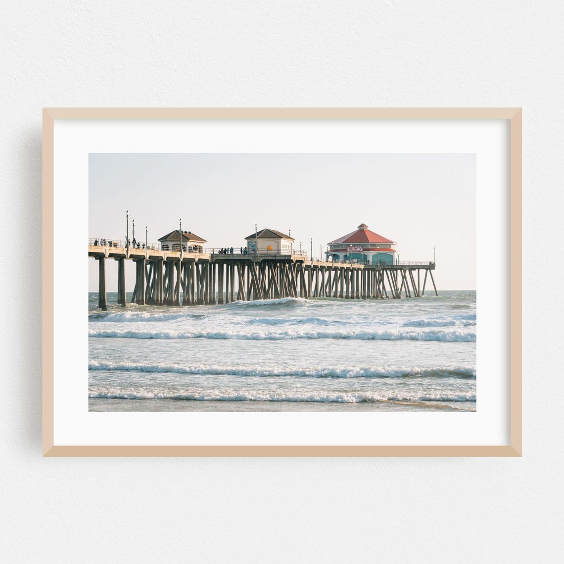 Huntington Beach Pier Ocean Waves Daylight Coastal Photo Poster