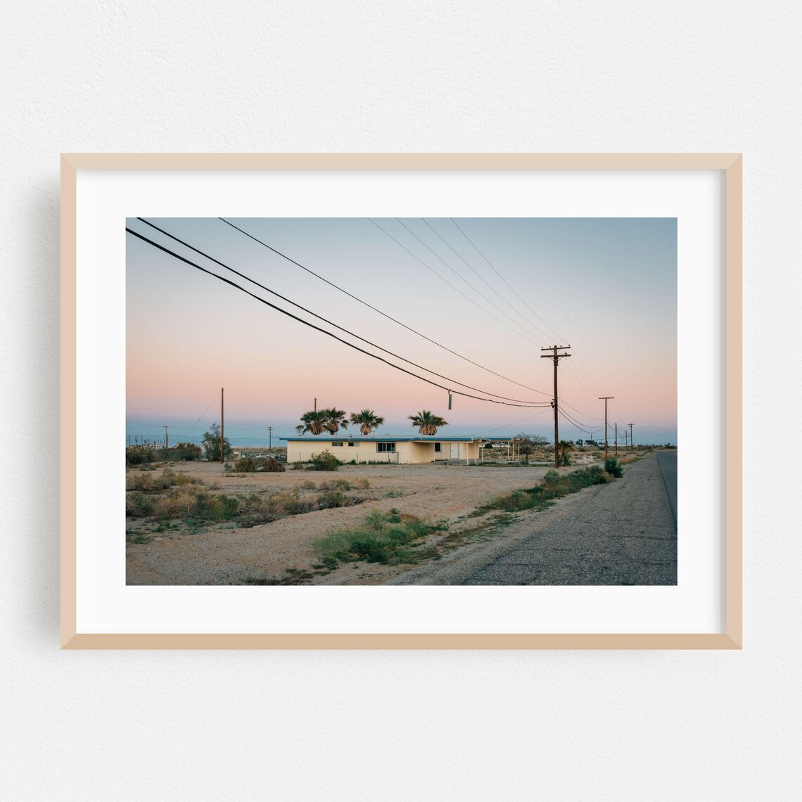 Salton City Desert Roadside House Palms Pastel Dusk Photography Poster