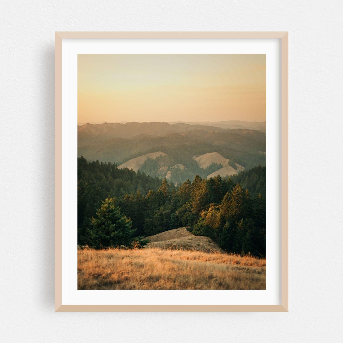 Layered Forest Mountains In Golden Sunset Light Landscape Poster