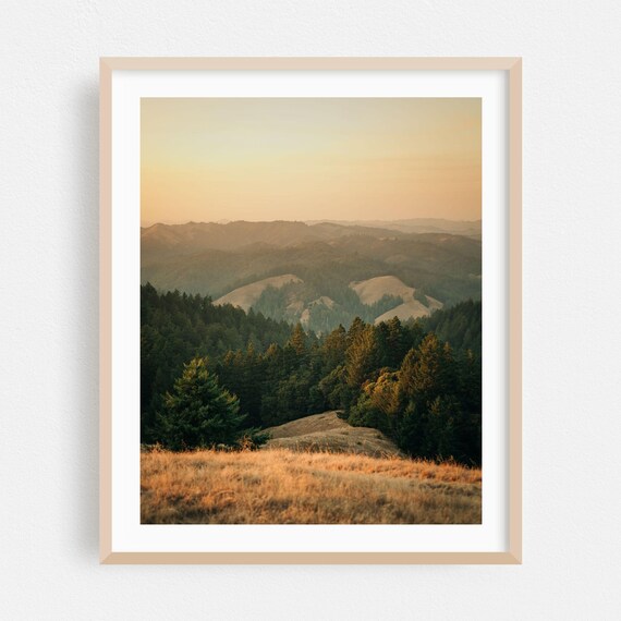 Layered Forest Mountains In Golden Sunset Light Landscape Poster