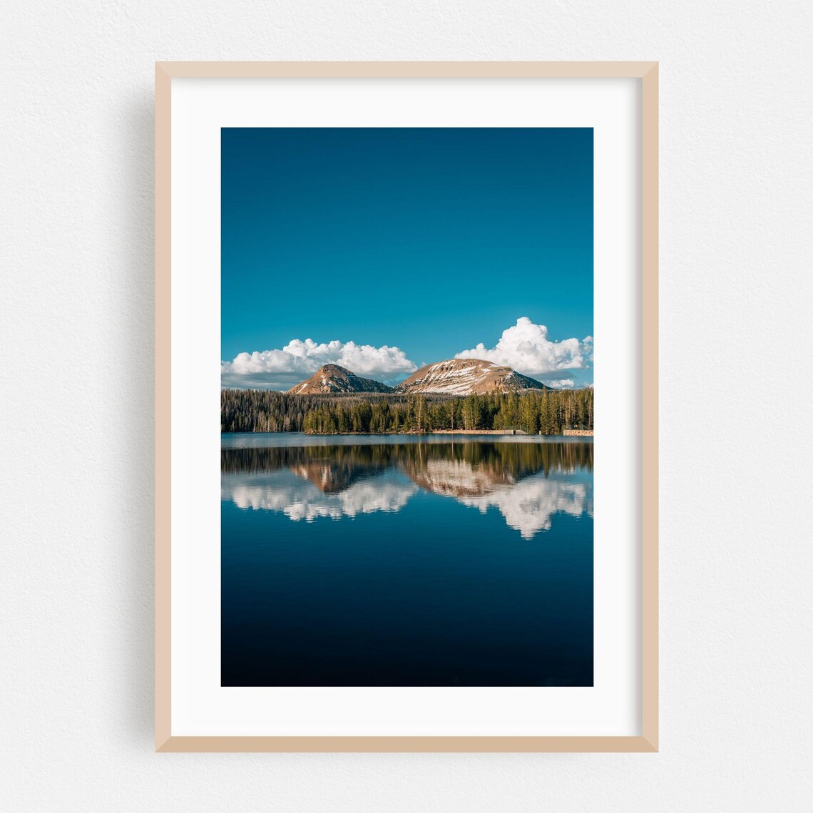 Uinta Mountains Reflected In Mirror Calm Blue Lake Photo Poster
