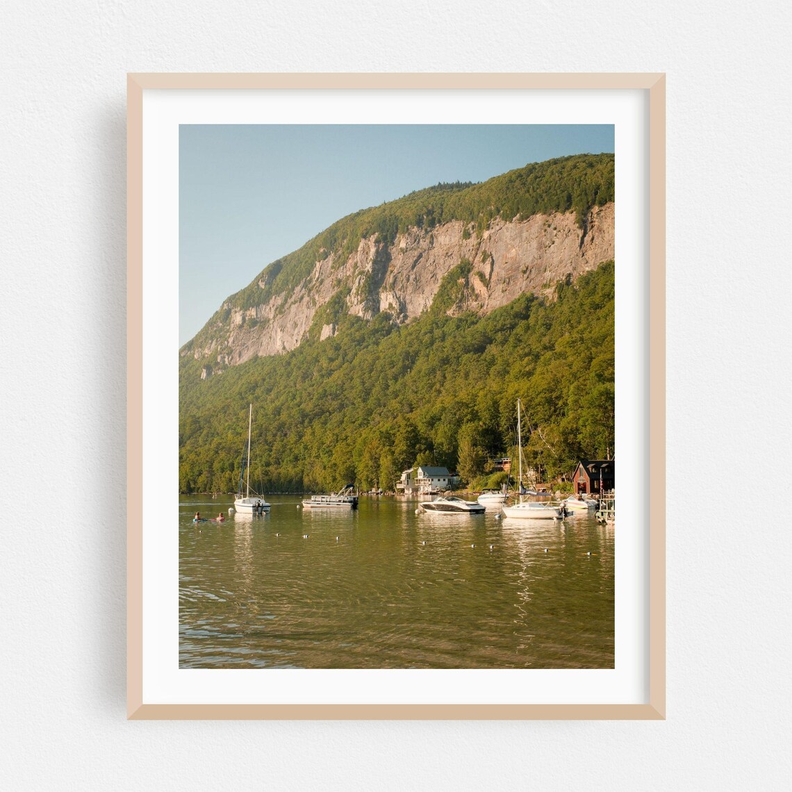 Westmore Vermont Lake Boats Cliff Summer Lakeside Photo Poster