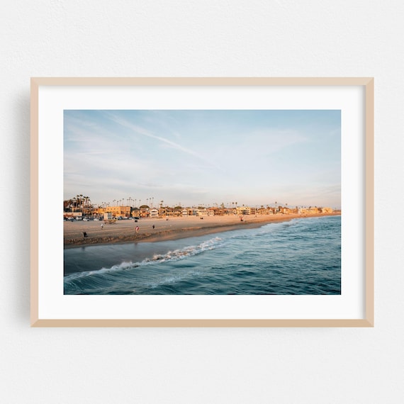 Seal Beach Print Wall Art Framed Coast Home Decor House Poster Coastal Fine Ocean Sunset Palm Tree