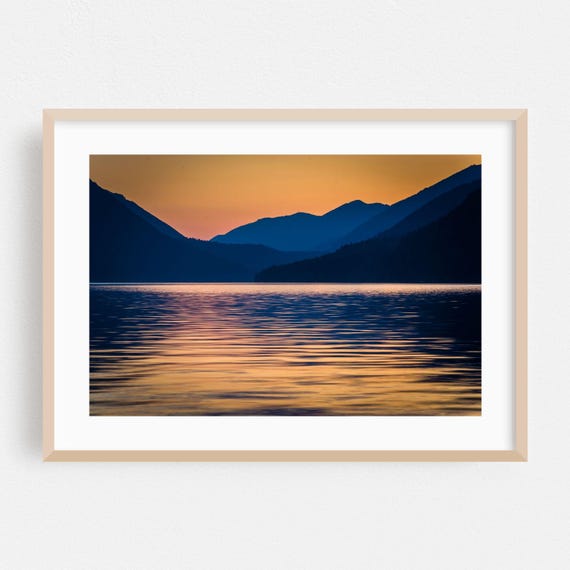 Washington Print Sunset Wall Art Mountain Framed Landscape Home Decor Nature Poster Scenic Fine Water Minimalist Photography