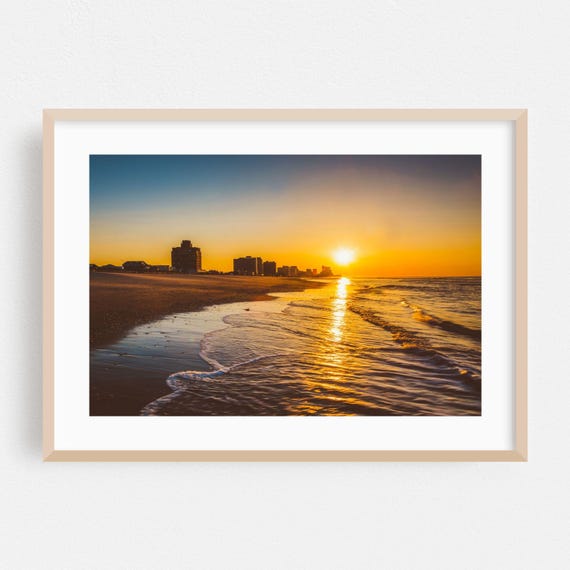 Ventnor City Print New Jersey Wall Art Sunset Framed Beach Home Decor Ocean Poster Coast Fine Skyline Scenic Summer