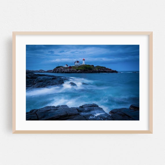 York Print Maine Wall Art Lighthouse Framed Coast Home Decor Ocean Poster Landscape Fine Waves Scenic Night Sky Photography