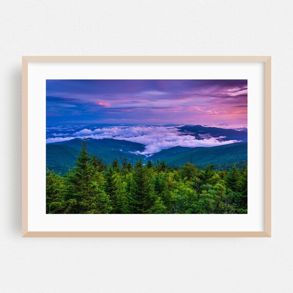 Tennessee Smoky Mountain Ridges At Dawn In Pink And Violet Poster