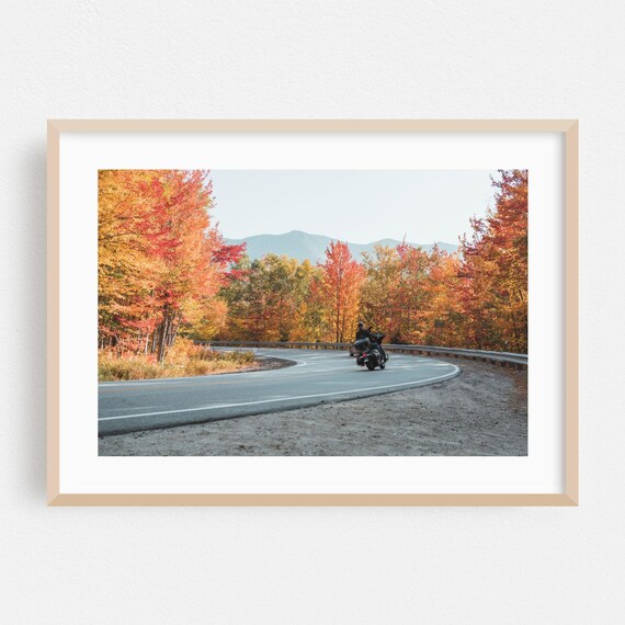 Autumn Motorcycle Ride Fall Foliage Mountain Road Photo Poster