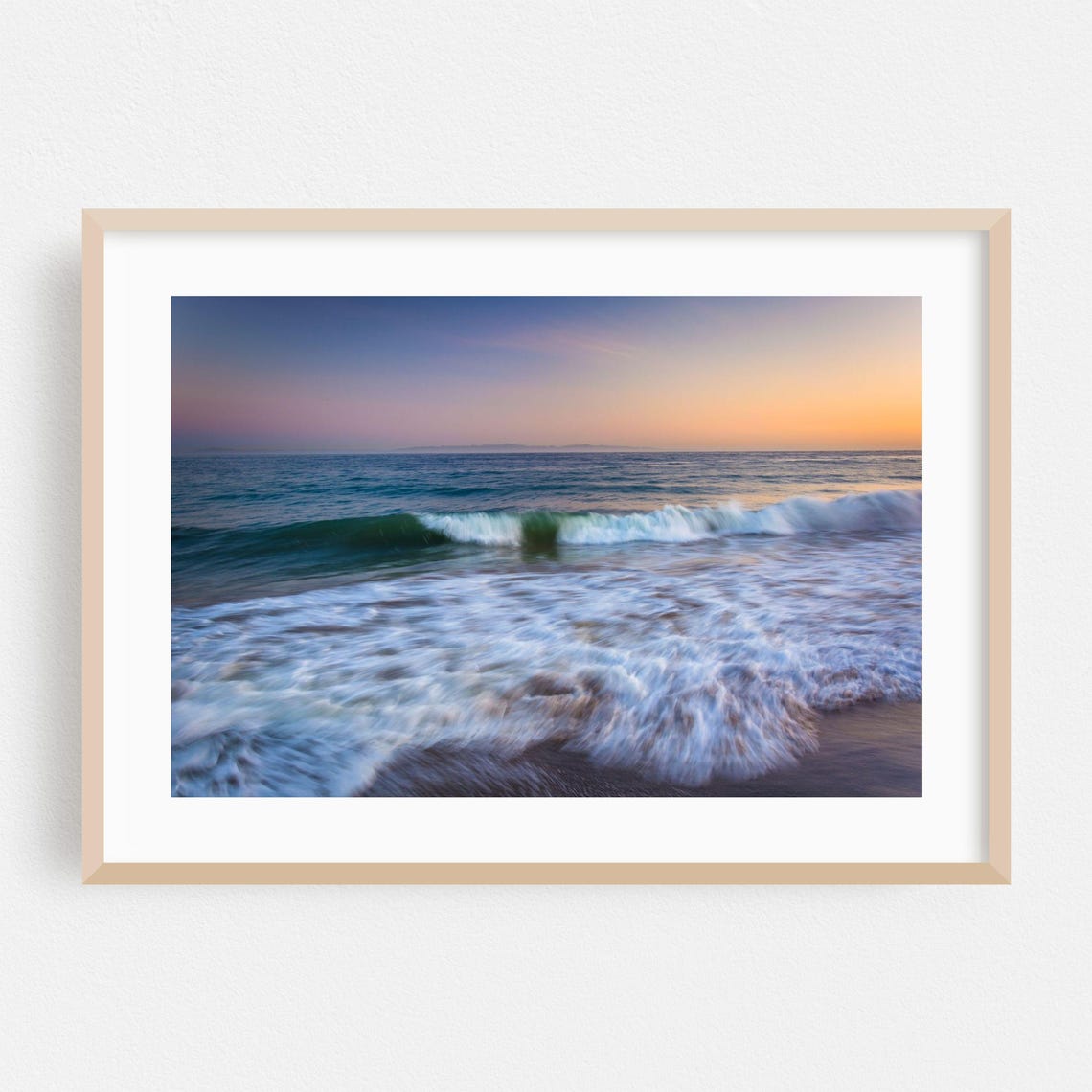 Ocean Sunset Waves Golden Hour Beach Photography Artwork Poster