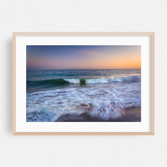 Ocean Sunset Waves Golden Hour Beach Photography Artwork Poster