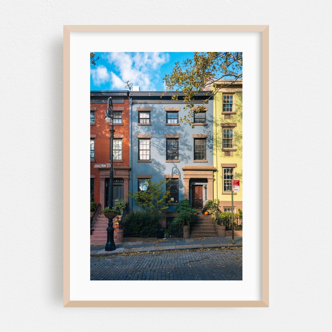 Brooklyn Brownstones On Joralemon Street In Autumn Art Poster