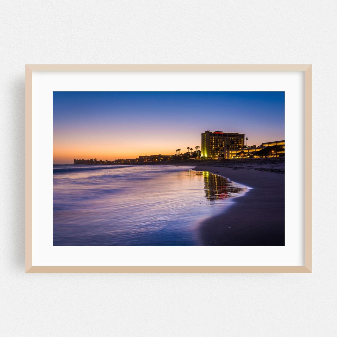 Ventura California Beach Twilight Hotel Shoreline Photo Poster