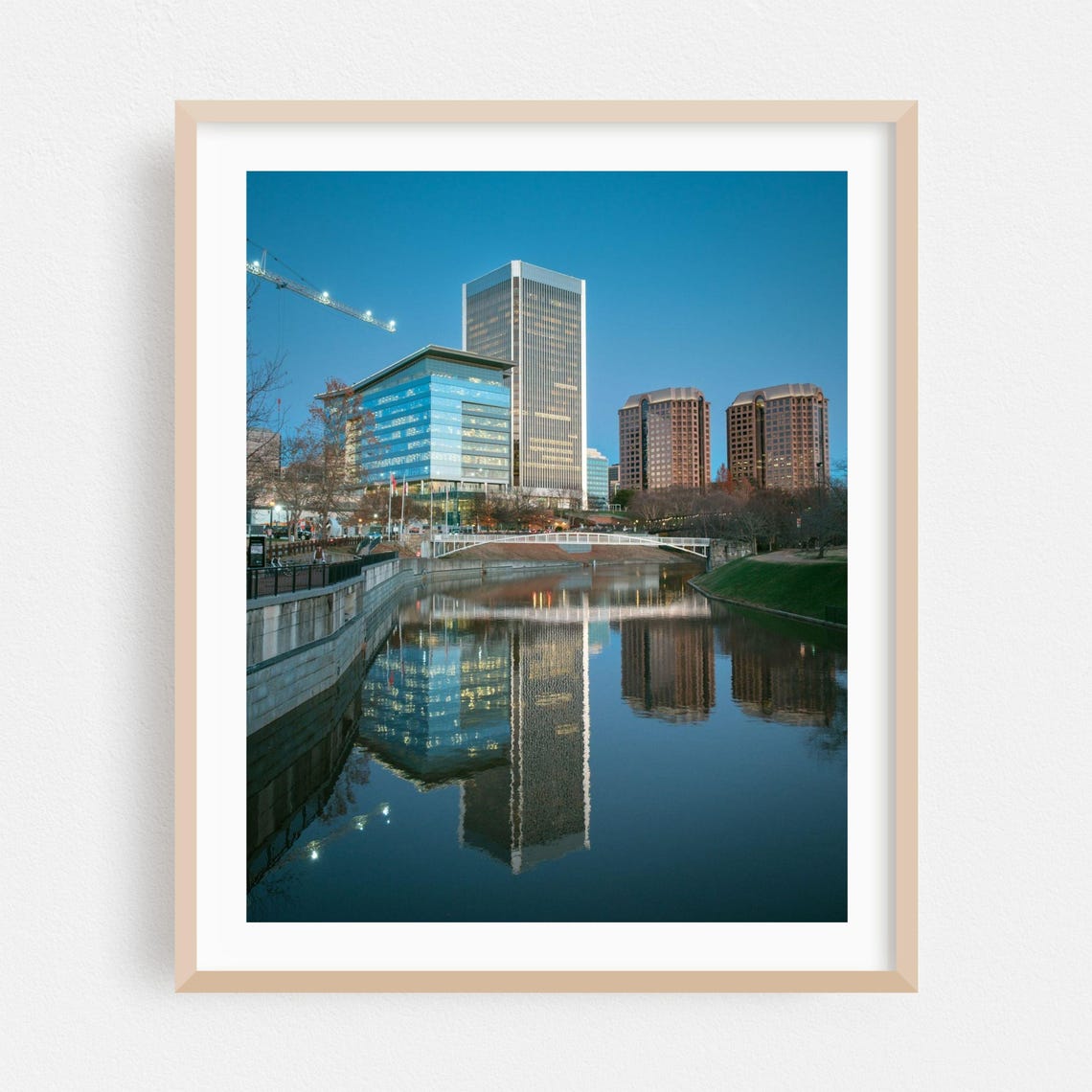 Richmond Virginia City River Skyline at Dusk Reflection Poster