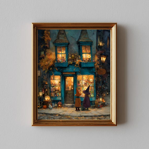 Whimsical Witch Shop Art Print Cozy Autumn Cottage
