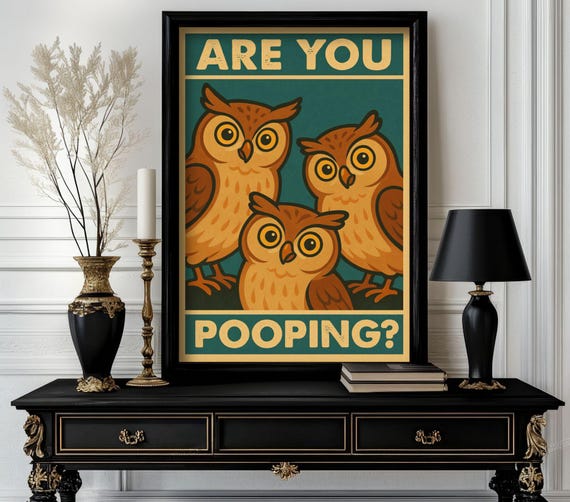 Funny Animal Are You Pooping Retro Wall Art Trending Decor White Elephant Gift Lover Cute Motivational 60
