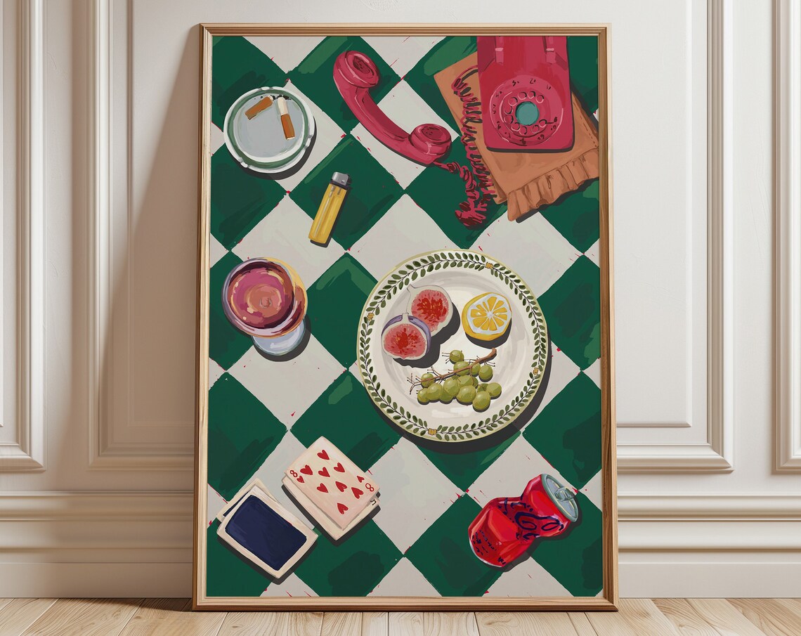 Poker Night Retro Vintage Playing Cards Art Print