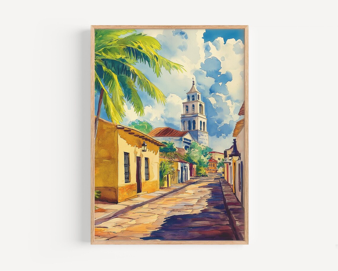 Puerto Rico Watercolor Painting Travel Poster