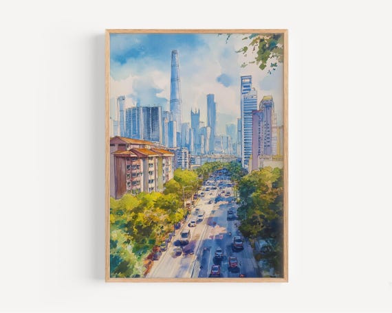 Shenzhen Watercolor Painting Wall Art Print Poster China Travel Decor Illustration Home Chinese