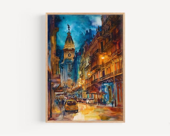 Buenos Aires Watercolor Painting Wall Art Print Travel Argentina Decor Illustration Home Artwork