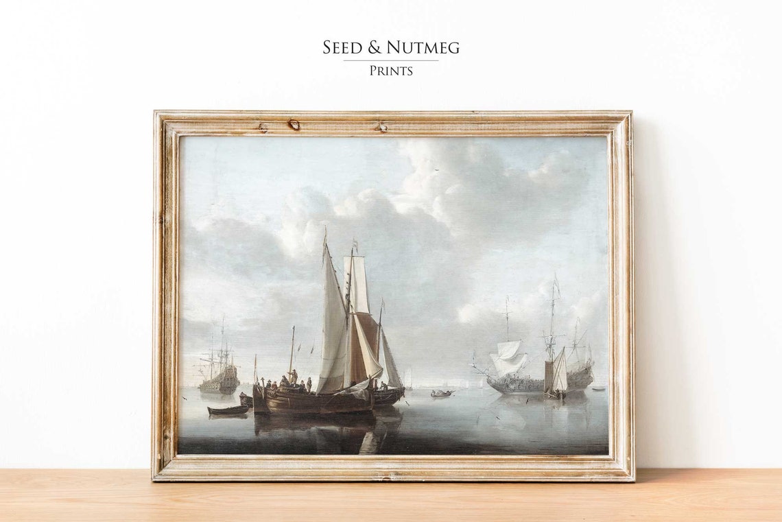 Dutch Sailing Ships Harbor Classic Maritime Vintage Seascape Poster