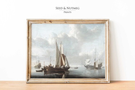 Dutch Sailing Ships Harbor Classic Maritime Vintage Seascape Poster
