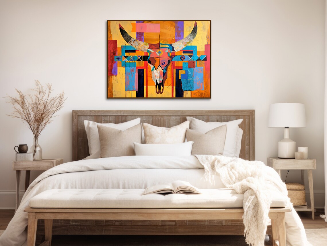 Cow Skull Painting, Southwestern Texas Art Print - Image 2