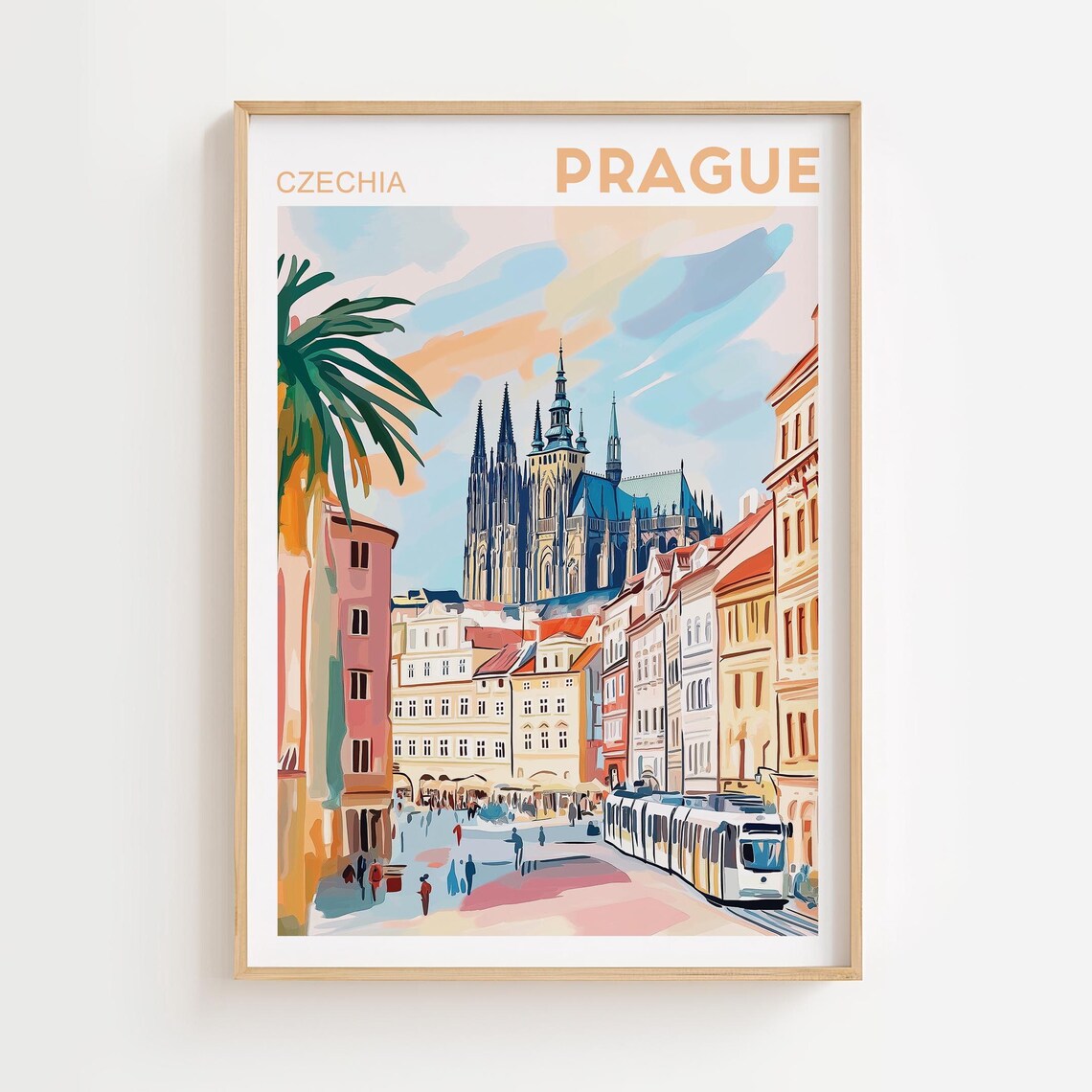Prague Travel Poster, Maximalist Europe Wall Art