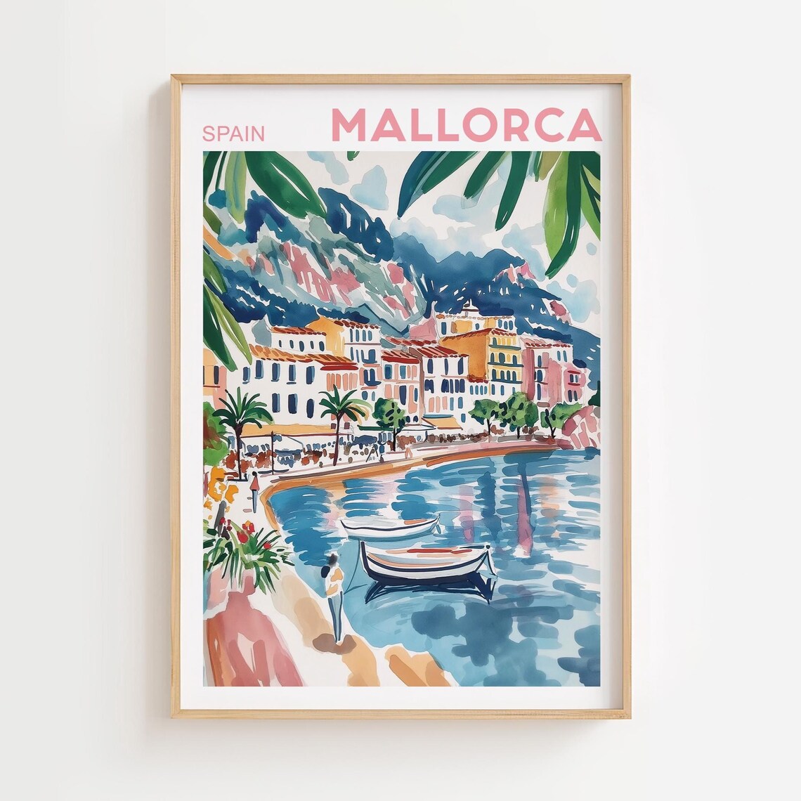 Mallorca Watercolor Art Print, Palma City Spain
