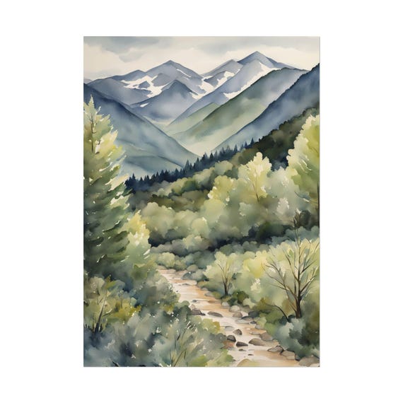 Killington Peak Mountain Painting Print Vermont Hiking Trail Landscape Wall Art Vertical Nature Poster