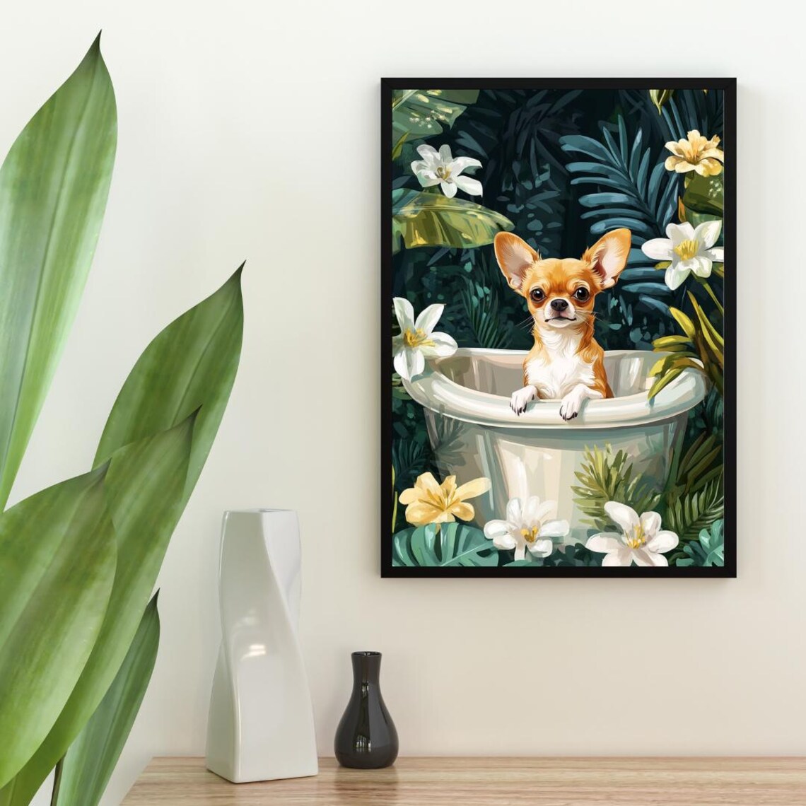 Funny Chihuahua In Bathtub Bathroom Poster - Image 2